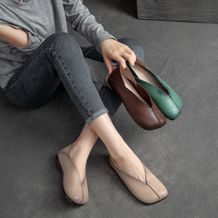 Women Retro Minimalist Soft Leather Casual Flats Newgew Shoes