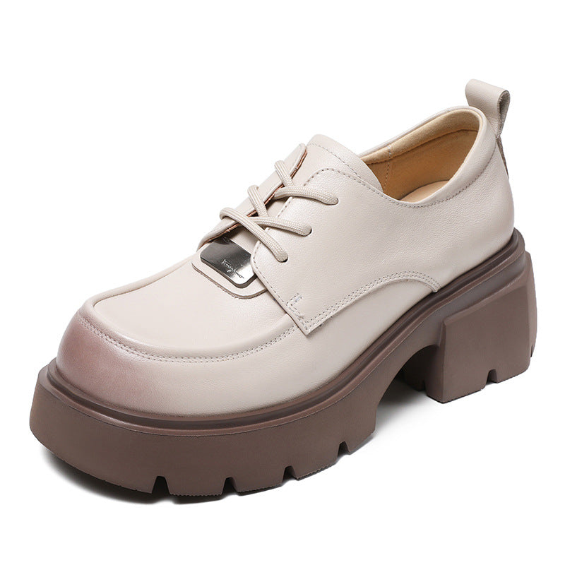 Women Leather Minimalist Chunky Soled Casual Loafers Newgew Shoes