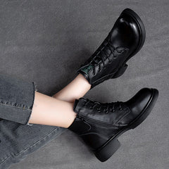 Women Retro Minimalist Soft Leather Casual Boots Newgew Shoes