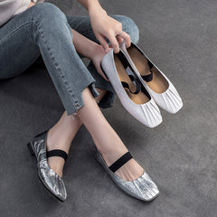 Women Casual Plaited Leather Soft Flats Newgew Shoes