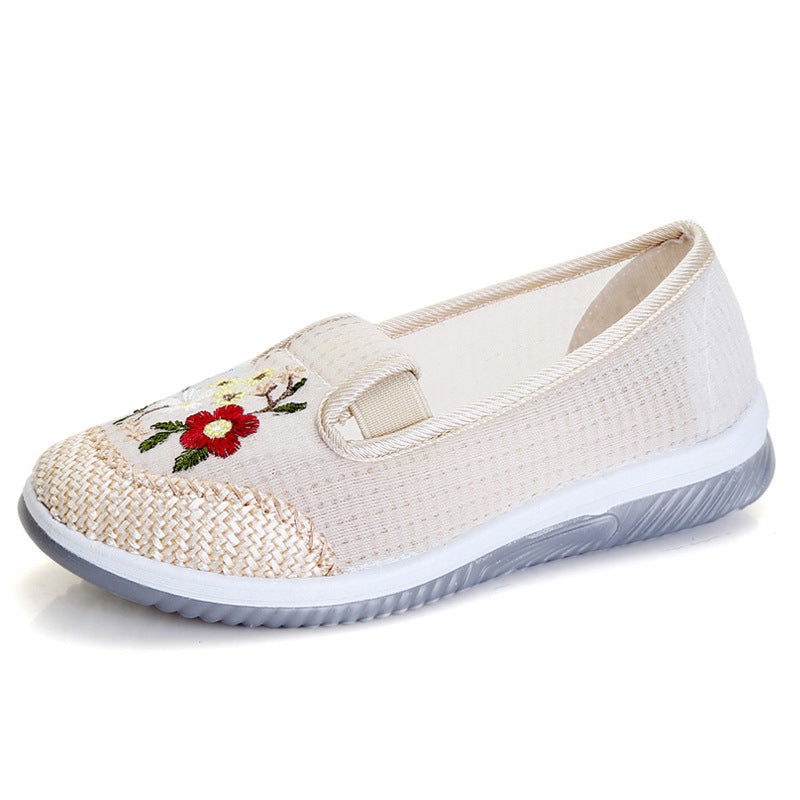 Women's Female Tennis Ethnic Style Mesh Embroidered Canvas Shoes Newgew