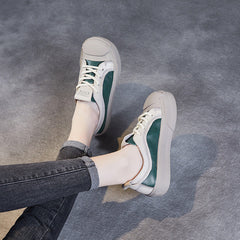 Women Casual Patchwork Breathable Leather Shoes Newgew Shoes