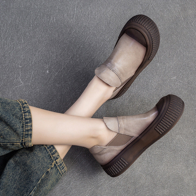 Women Retro Minimalist Leather Flat Casual Shoes Newgew Shoes
