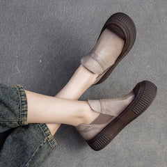 Women Retro Minimalist Leather Flat Casual Shoes Newgew Shoes