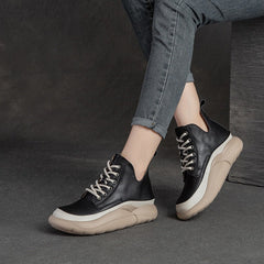 Women Fashion Leather Thick Sole Casual Shoes Newgew Shoes