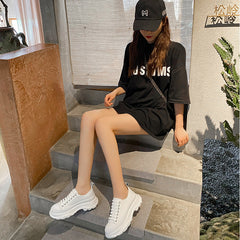 Women's Thick-soled Mcqueen Summer Heightened Easy Wear Canvas Shoes Newgew