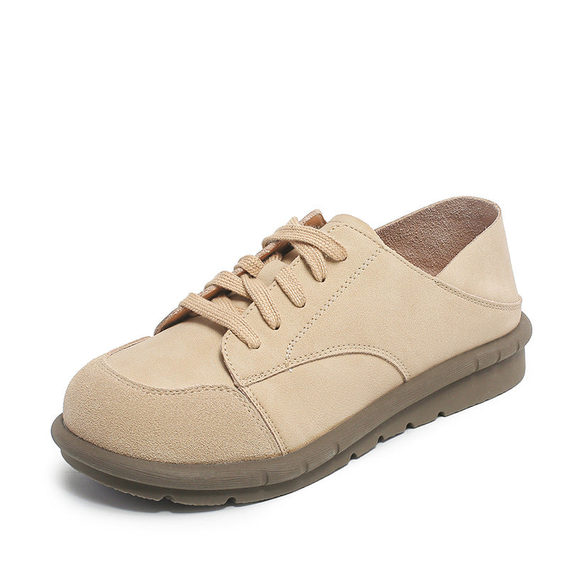 Women Retro Nubuck Leather Flat Casual Shoes Newgew Shoes