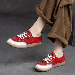 Women Retro Soft Leather Flat Casual Shoes Newgew Shoes