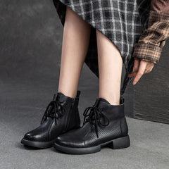 Women Retro Minimalist Leather Casual Ankle Boots Newgew Shoes