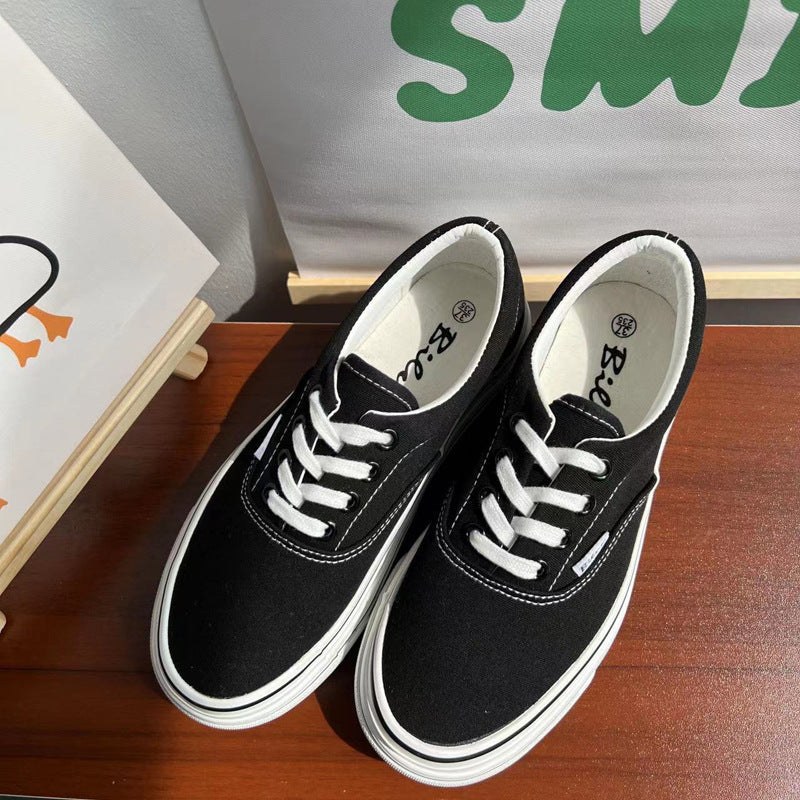 Women's Versatile Classic Black Board Korean Breathable Canvas Shoes Newgew