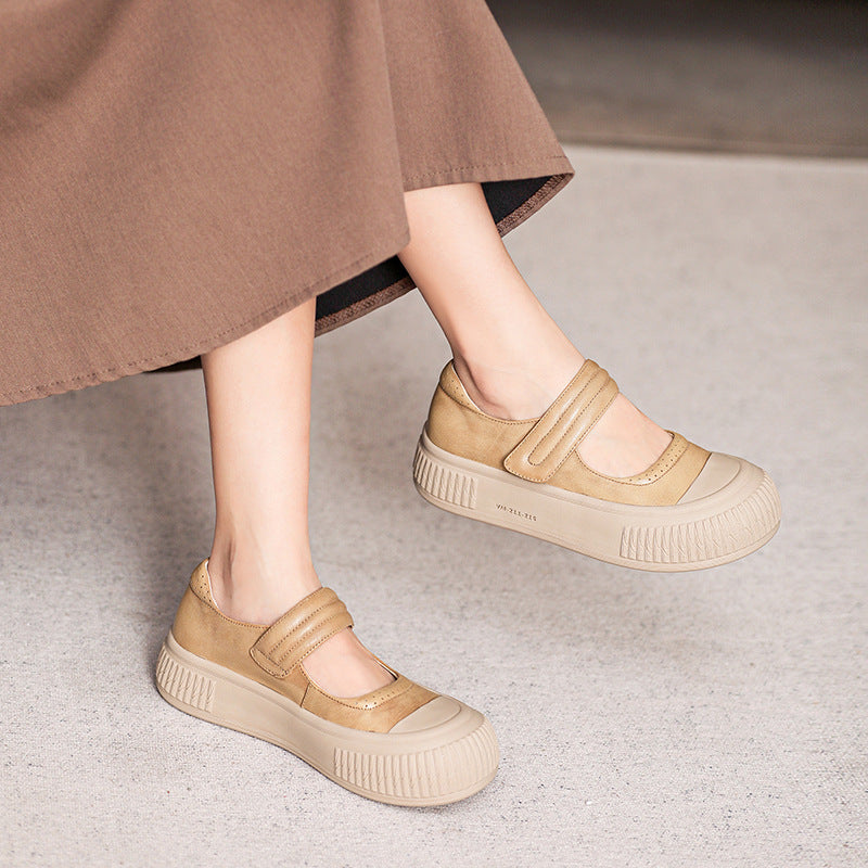 Women Minimalist Leather Casual Mary Jane Shoes Newgew Shoes