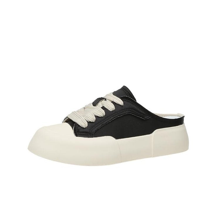 Women's Summer Thick Bottom Satin White Canvas Shoes Newgew
