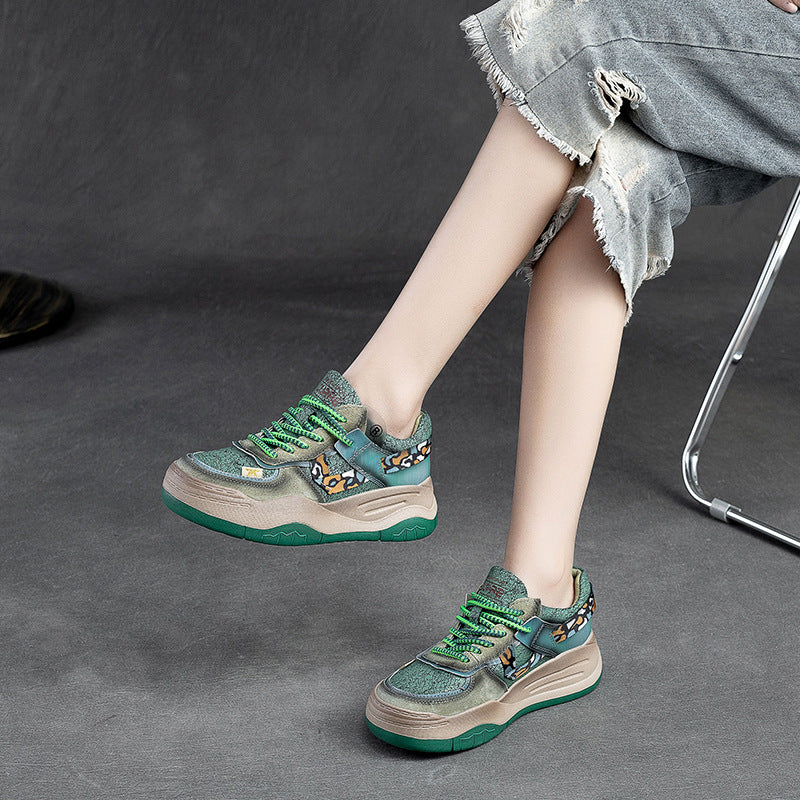 Women Fashion Patchwork Leather Stylish Casual Shoes Newgew Shoes
