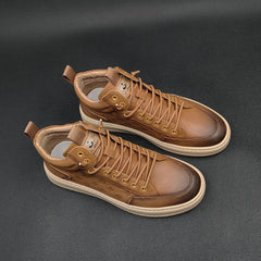 Men Retro Figured Leather Flat Casual Shoes Newgew Shoes