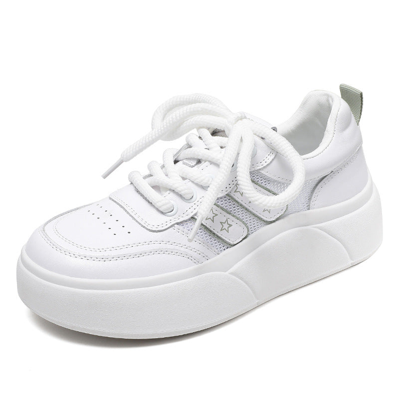 Women Fashion Breathable Leather Thick Soled Casual Shoes Newgew Shoes