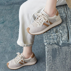 Women Fashoin Patchwork Leather Casual Training Sneakers Newgew Shoes