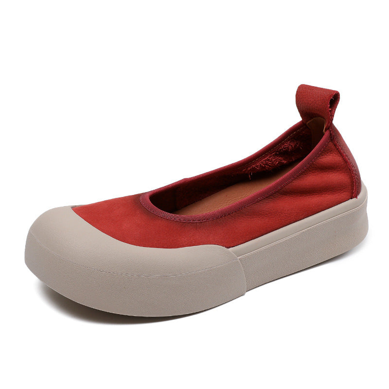 Women Minimalist Soft Leather Thick Soled Flats Newgew Shoes