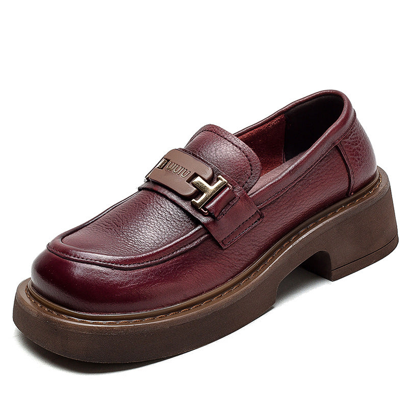 Women Retro Minimalist Leather Casual Loafers Newgew Shoes