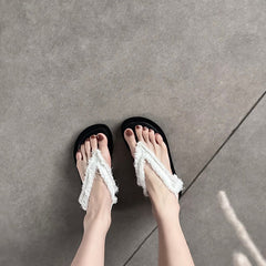 Silk Fringed Flat Toe Toe Leather Soft-Soled Shoes Newgew