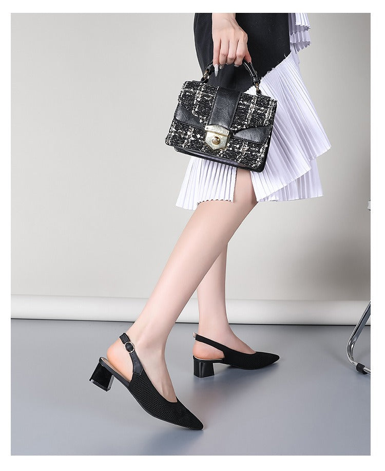 Braided Toe Strappy Mid-Heeled High Heels Newgew