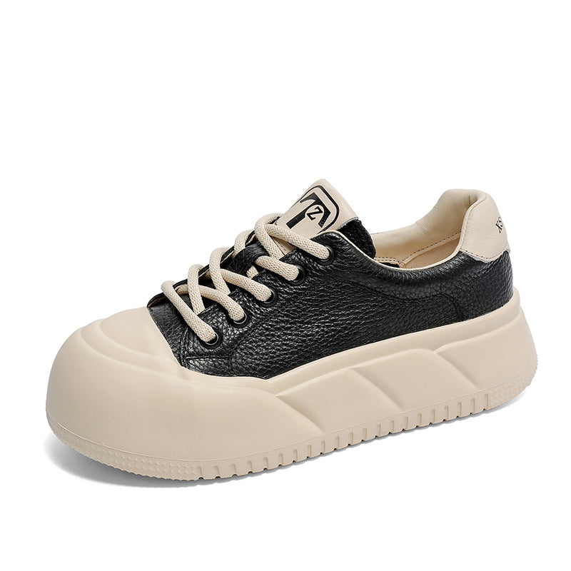 Women Minimalist Color Matching Leather Casual Shoes Newgew Shoes