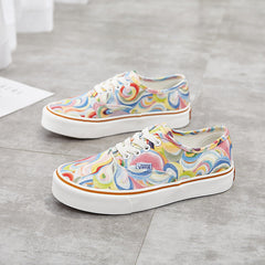 Female Korean Style Low Top Trendy Thick-soled Canvas Shoes Newgew