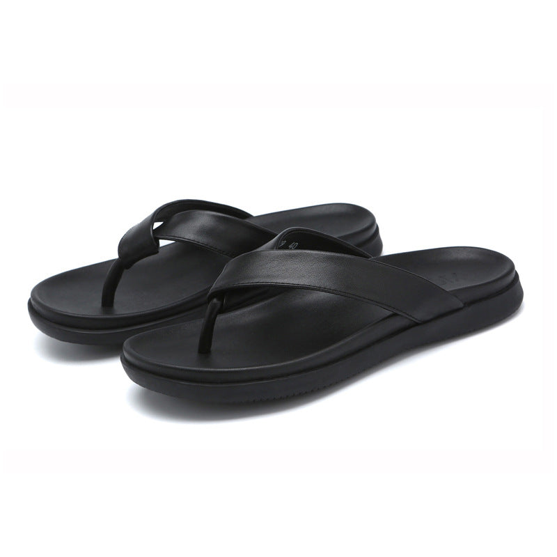 Men Summer Leather Flip-Flops Slide Sandals Newgew Shoes