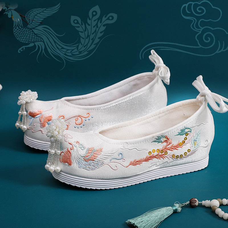 Women's For Han Chinese Clothing Style Costume Height Increasing Canvas Shoes Newgew