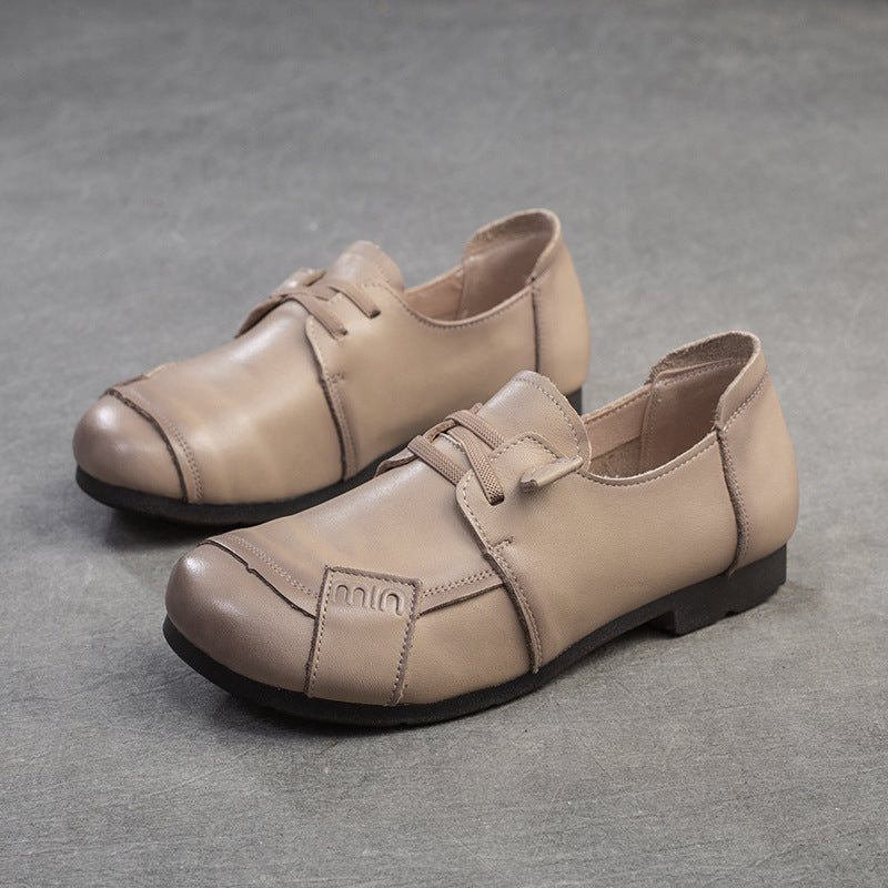 Women Retro Minimalist Leather Soft Flat Casual Shoes Newgew Shoes
