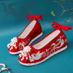 Women's Bride Old Embroidered Beaded For Canvas Shoes Newgew