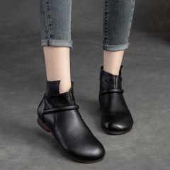 Women Retro Minimalist Leather Flat Casual Boots Newgew Shoes