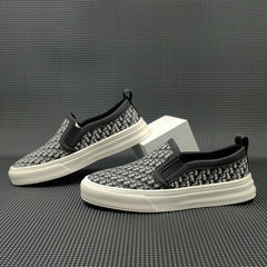 Men Breathable Jacquard Canvas Flat Casual Loafers Newgew Shoes