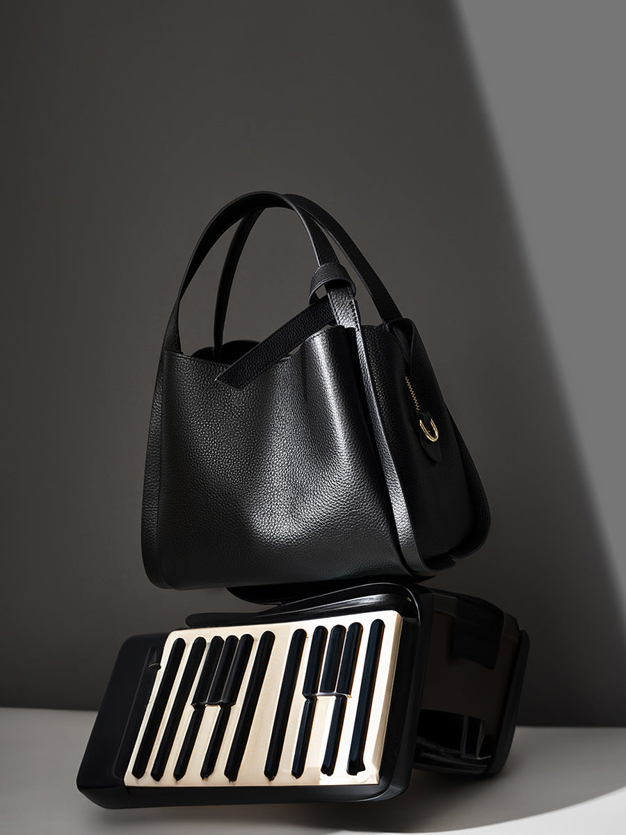 Women Fashion Soft Cowhide Bucket Shoulder Bag Newgew Shoes