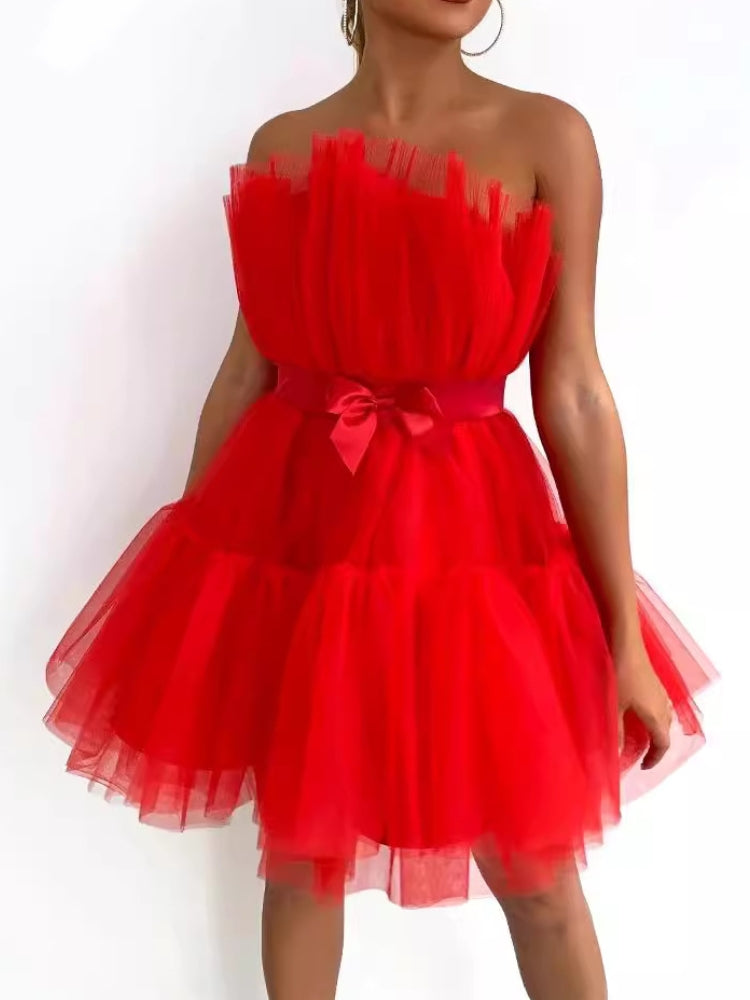 Mesh Bow Tulle Dress Newgew Dresses