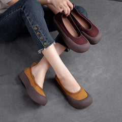 Women Retro Leather Soft Flats Shoes Newgew Shoes