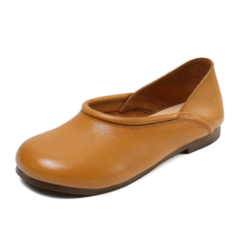 Women Retro Handmade Soft Leather Minimalist Flats Newgew Shoes