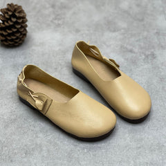 Women Retro Soft Cowhide Leather Flats Newgew Shoes