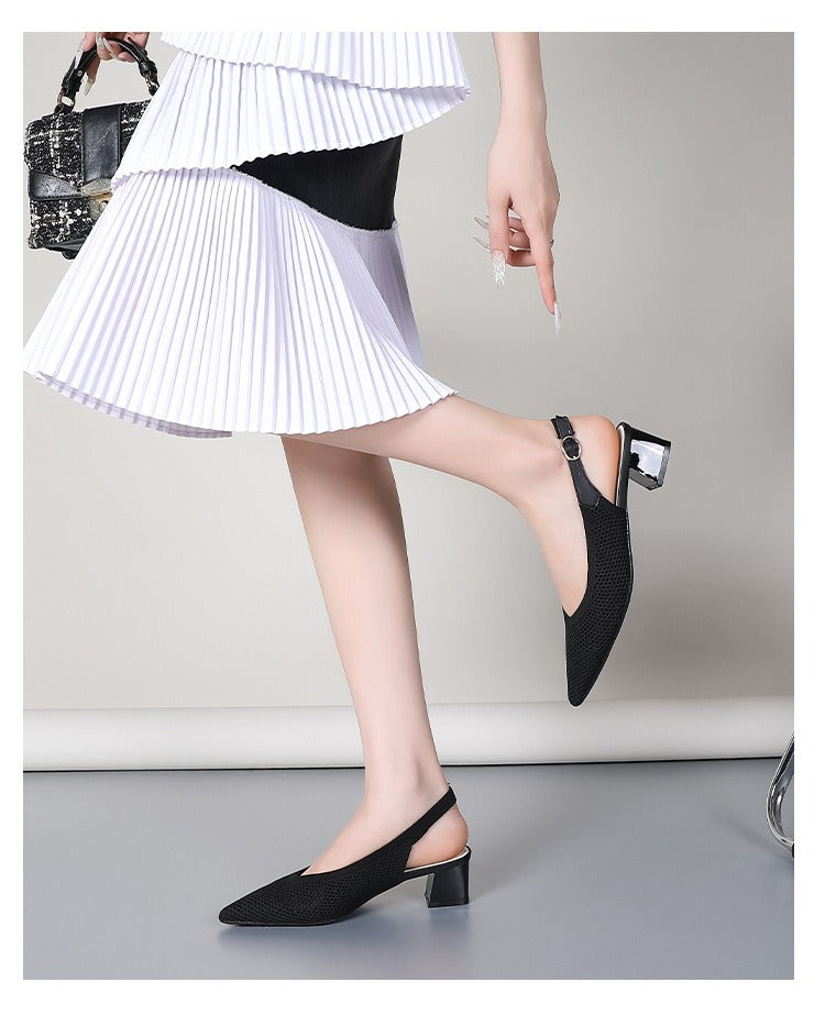 Braided Toe Strappy Mid-Heeled High Heels Newgew