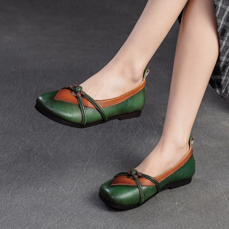 Women Retro Leather Soft Casual Flats Shoes Newgew Shoes