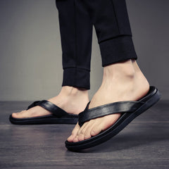 Men Summer Leather Flip-Flops Slide Sandals Newgew Shoes