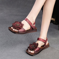 Women Retro Ethnic Casual Leather Summer Sandals Newgew Shoes