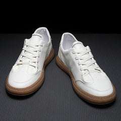 Men Solid Fashion Leather Flat Casual Shoes Newgew Shoes