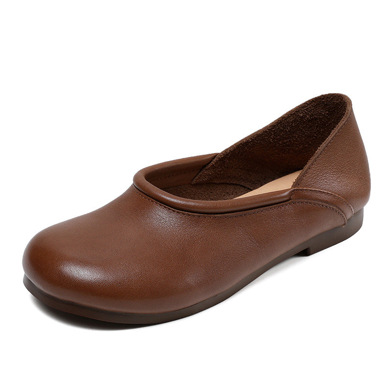 Women Retro Handmade Soft Leather Minimalist Flats Newgew Shoes