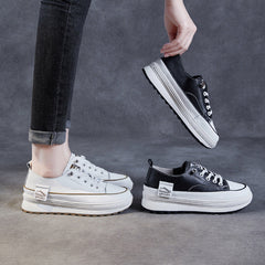 Women Fashion Leather Thick Soled Casual Shoes Newgew Shoes