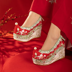 Women's Brocade Ancient Style Embroidered Comfortable Big Canvas Shoes Newgew