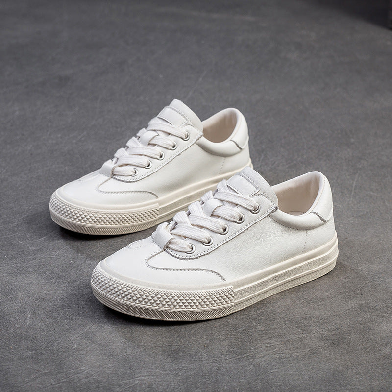 Women Leather Flat Low Top Casual Shoes Newgew Shoes