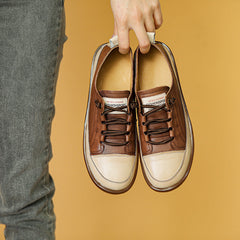 Women Leather Color Matching Soft Casual Shoes Newgew Shoes