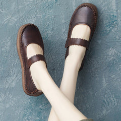 Women Retro Leather Minimalism Soft Casual Shoes Newgew Shoes