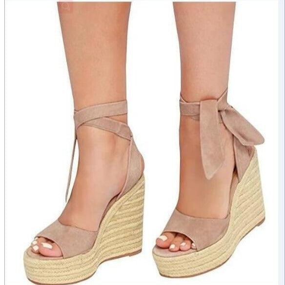 Lace up Espadrille Heel Platform Wedges Ankle Strap Sandals Pairmore