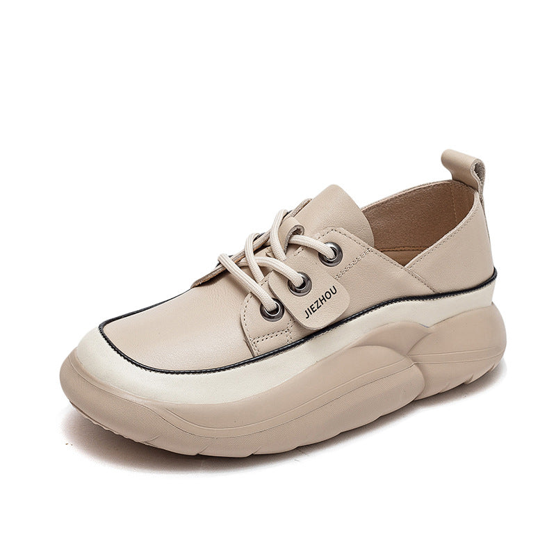 Women Casual Fashion Soft Leather Thick Soled Shoes Newgew Shoes